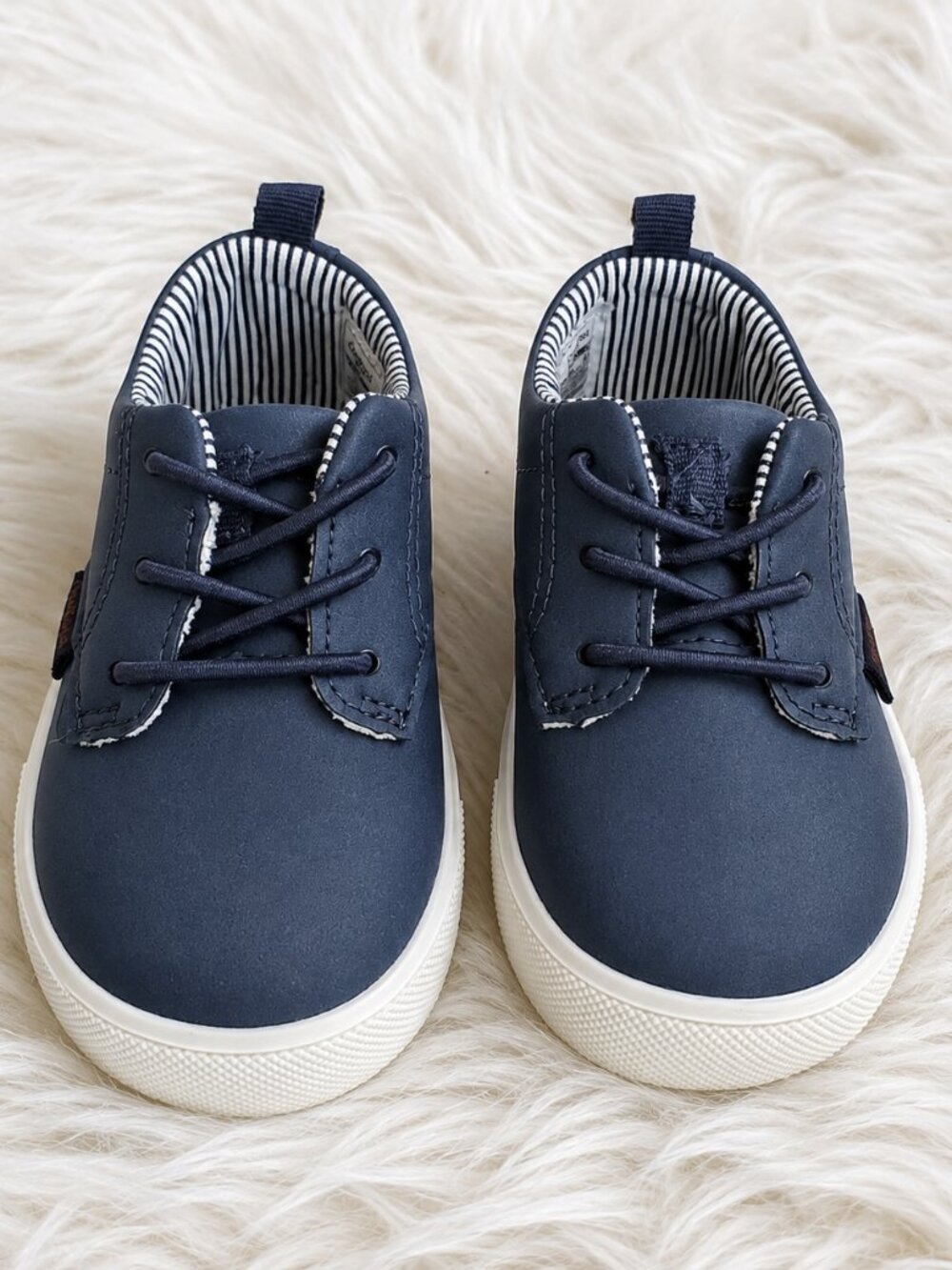 OshKosh B'Gosh Big Boy Navy Blue Lace Low Top Slip On Sneakers SZ 5